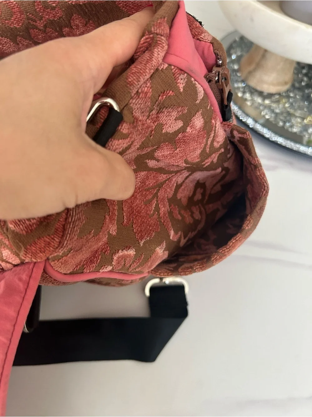 Petunia Pickle Bottom Coral Pink Floral Jacquard Baby Bag